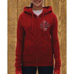 Ladies Red Hoodie with chest logo and full back logo