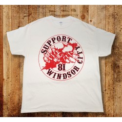 Men's white t-shirt with Support 81 Windsor City Skull Logo